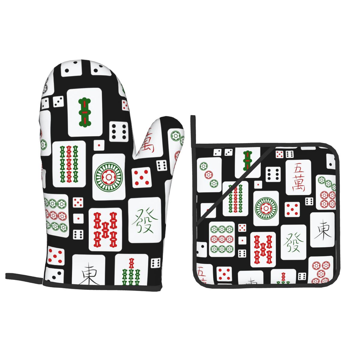 Kitchen Baking Game - Mahjong-Steine, Spielwürfel, Ofenhandschuhe und Topflappen-Sets (4