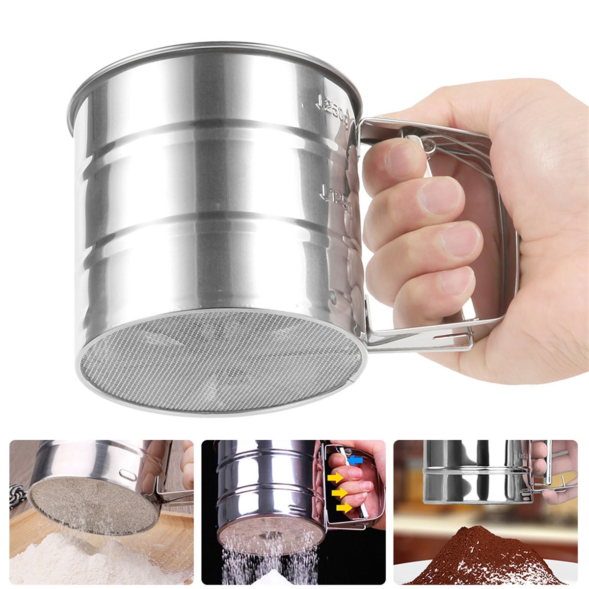 Baking Powder Kitchen - Sieb Sieb Edelstahl Mehl Sieb Tasse