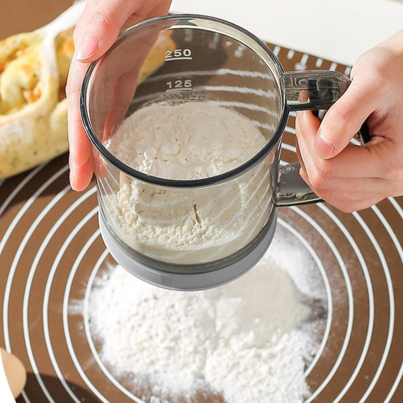 Baking Powder Kitchen - Küchen-Mehlsieb, handgehaltenes, halbautomatisches Zuckersieb, Pulverspender mit