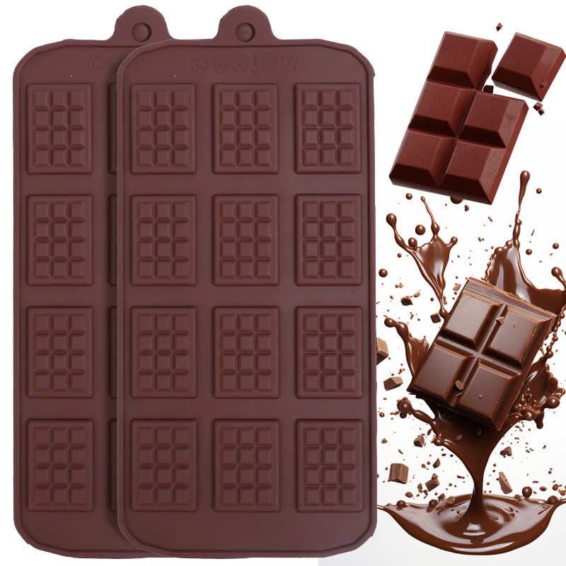 Kitchen Baking Items - Silikon-Schokoladenform, 12, gleichmäßige Fondant-Patisserie, Candy Bar-Form,