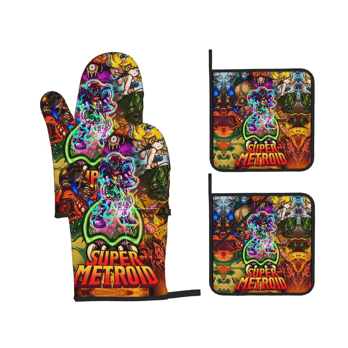Kitchen Baking Game - Super Metroid Große Ofenhandschuhe und Topflappen-Sets