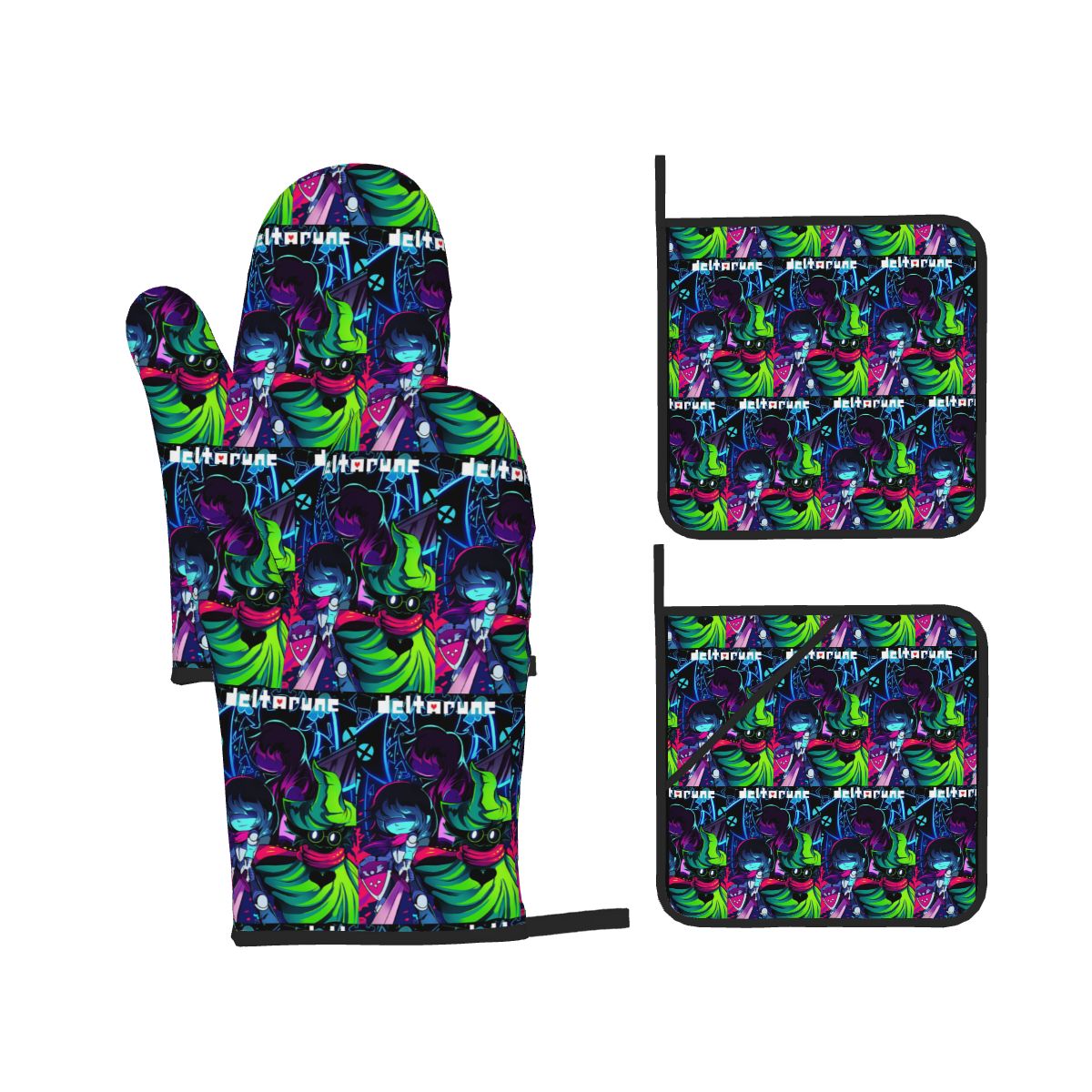 Kitchen Baking Game - Deltarune Videospiel-Ofenhandschuhe und Topflappen-Set (4 Stück)