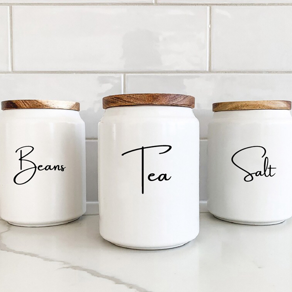 Kitchen Baking Canisters - Küche Organisation Kanister Glas Etiketten Aufkleber