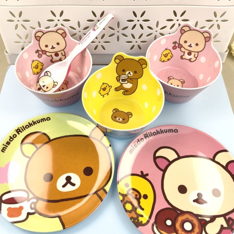 Kitchen Baking Utensil Set - Entzückendes Rilakkuma-Geschirrset, Liebliches Haushalts-Esszubehör, Süßes Freundschaftsgeschenk