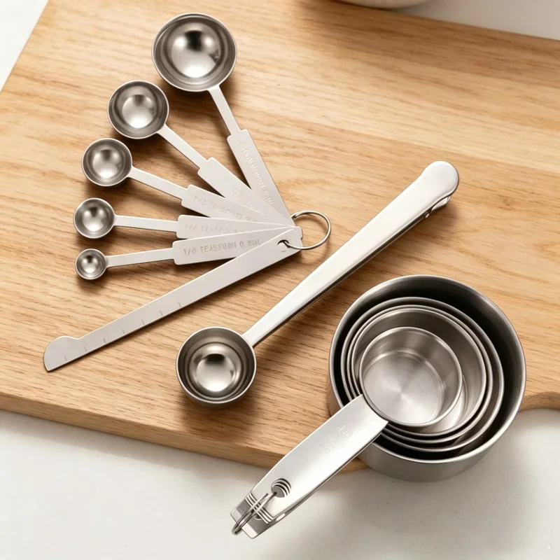Baking Powder Kitchen - Stapelbare Edelstahl-Messlöffel-Set Messbecher Kaffee-Gewürz-Pulver-Schöpflöffel Küchen-Backzubehör Kochutensilien