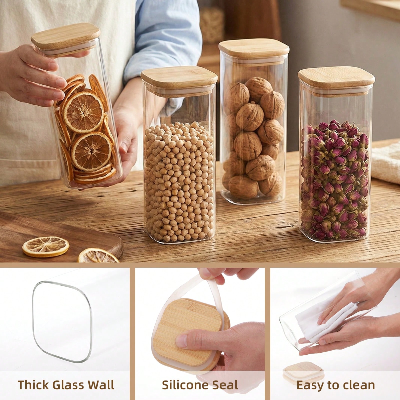 6 Stück Glasbehälter mit Decke – Kitchen Baking Canisters Bewertung und Preis