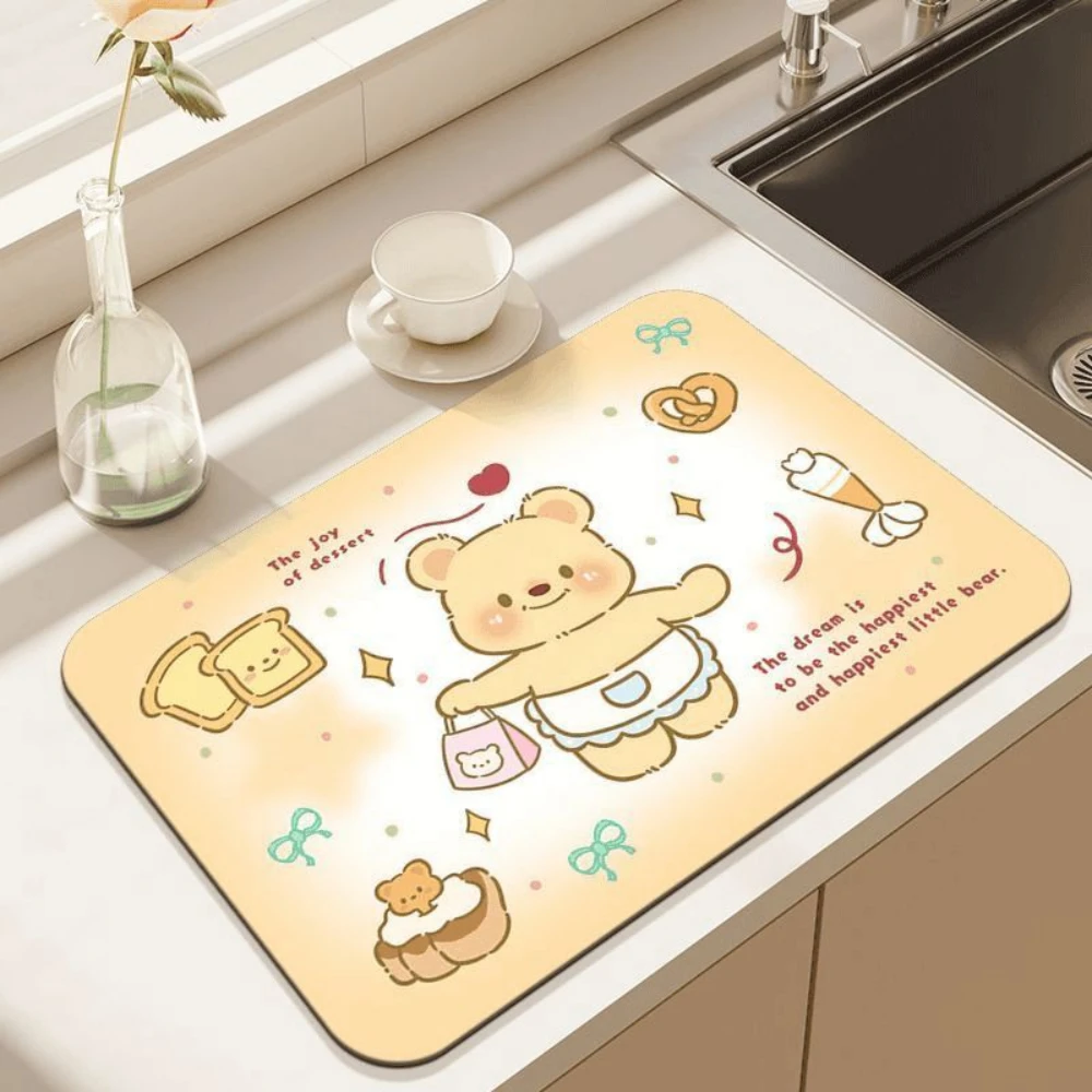 Kawaii Cartoon-Bär Geschirr-Ab – Kitchen Living Baking Mats Bewertung und Preis